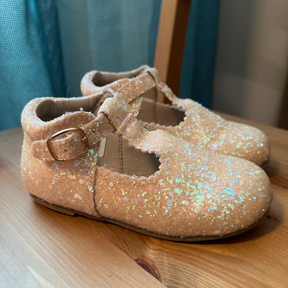 Little Girl Sparkle T-Strap Shoes